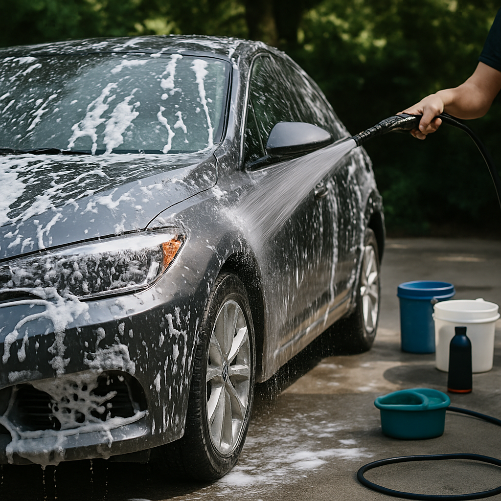 Détail du Processus de Lavage Auto à l’Extérieur : De la Préparation au Séchage