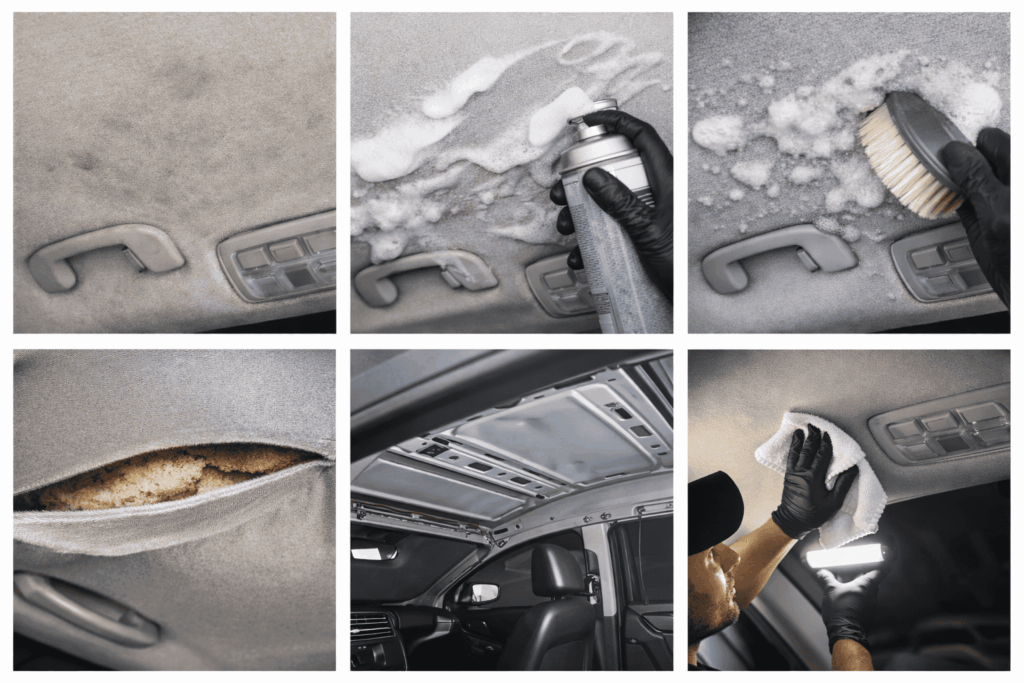 Nettoyage plafonnier voiture, photo avant après nettoyage plafonnier voiture